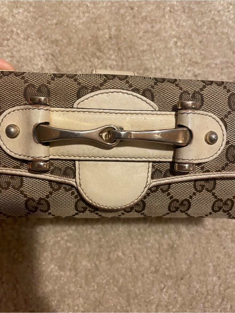 Gucci GG Canvas Horsebit Long Wallet Cream Brown Flap Wallet - Picture 4 of 11